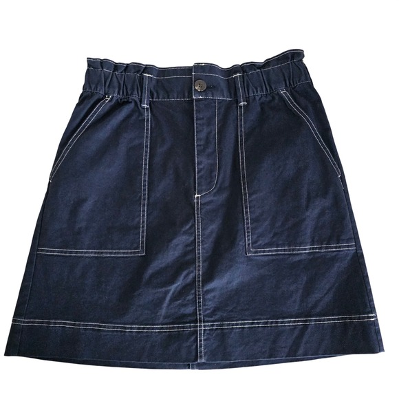 Free Assembly Dresses & Skirts - Free Assembly Navy Blue Contrast Stitch Paperbag Waist Mini Skirt Small NWT